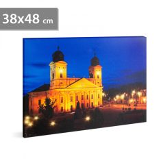   LED-es fali hangulatkép - "Nagytemplom Debrecen" -  3 x AA, 38 x 48 cm